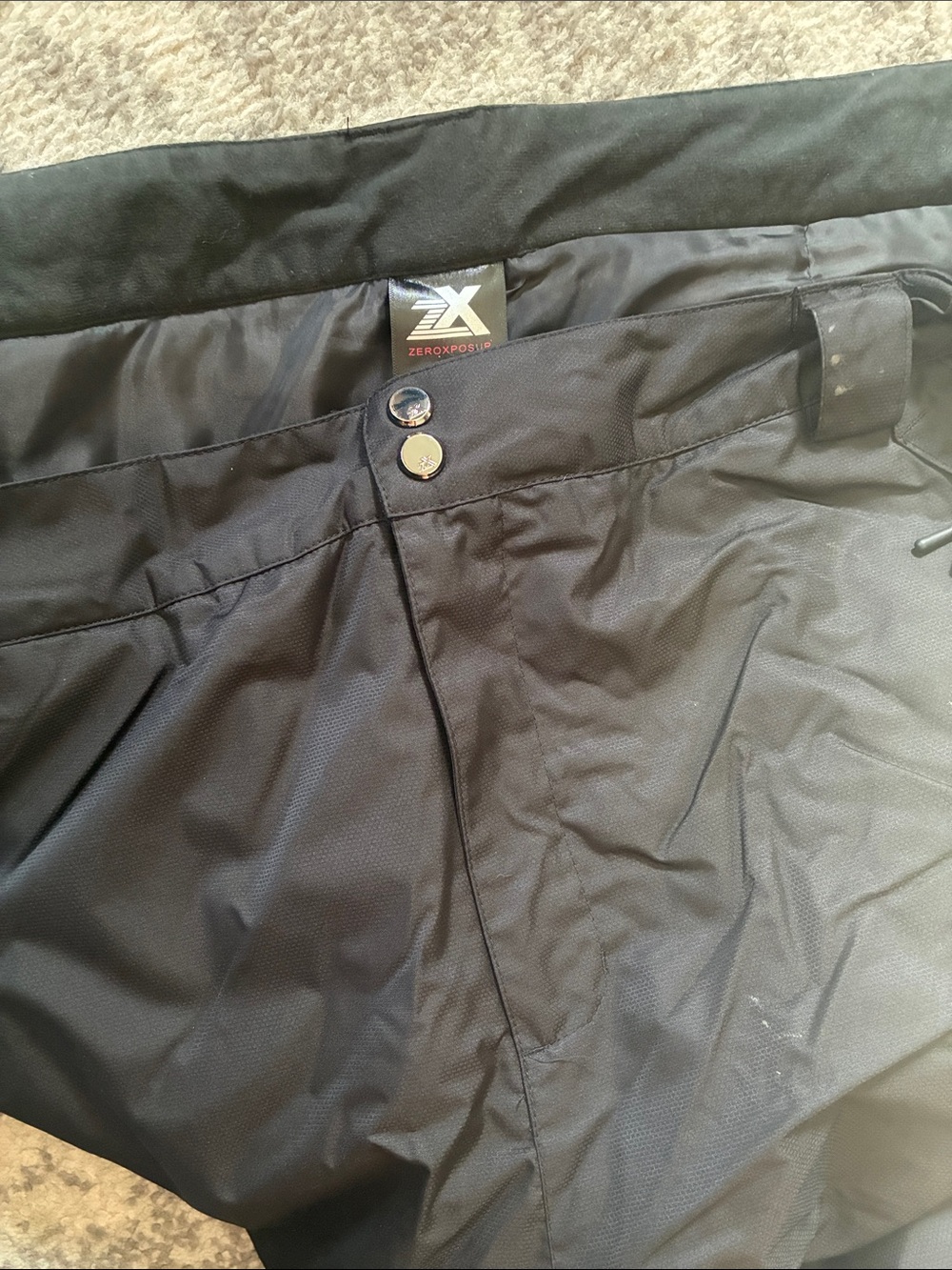 ZeroXposur Dark Black Winter Ski Pants with Snap Waist 3X